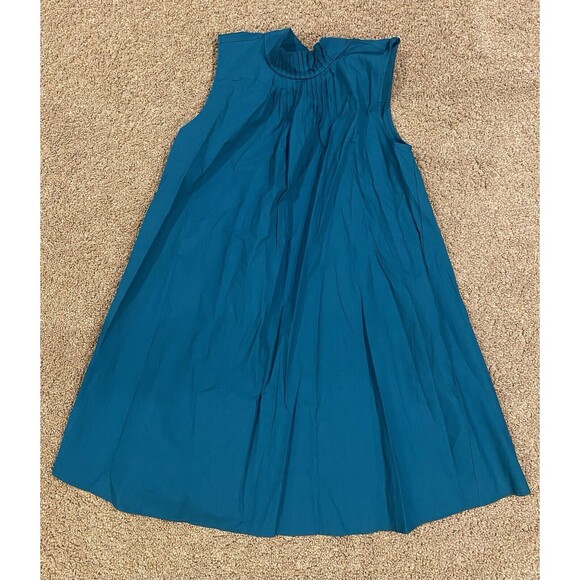 BANANA REPUBLIC Mini Shift‎ Mock Neck Cotton Dress w/Pockets Green Sz SMALL Tall - Picture 1 of 12